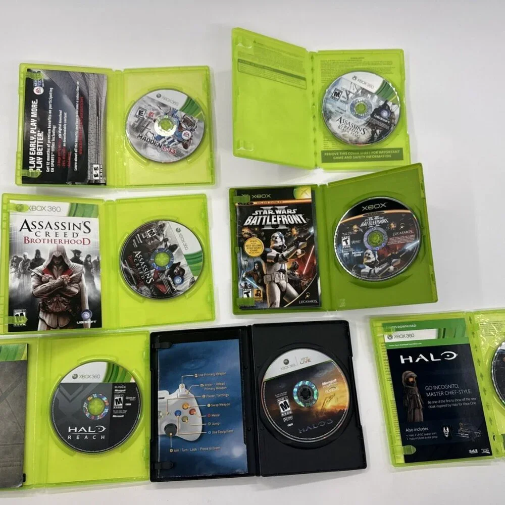 Xbox 360 Games Lot of 9 Halo Assassins Creed Mass Effect Star Wars Xbox